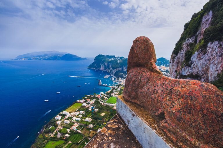 Majestic Sphynx Sculpture in Capri island